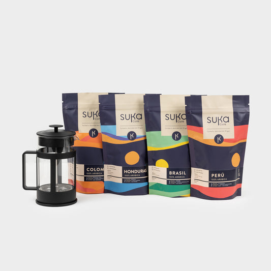 Pack Surtido Cuatro Café + Cafetera Francesa Parma 600ML